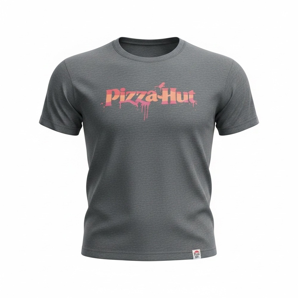 Pizza Hut T-Shirt Charcoal Heather Graffiti Logo(2013)  Medium Employee Uniform